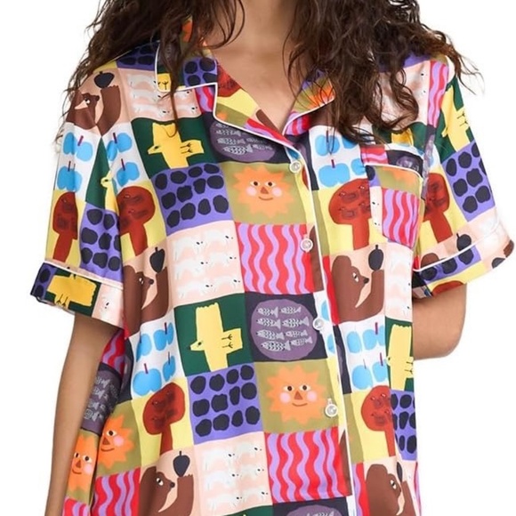 YiNi LuLu Womens Satin Shorts Pajamas Set NWT Size Small - Picture 3 of 9